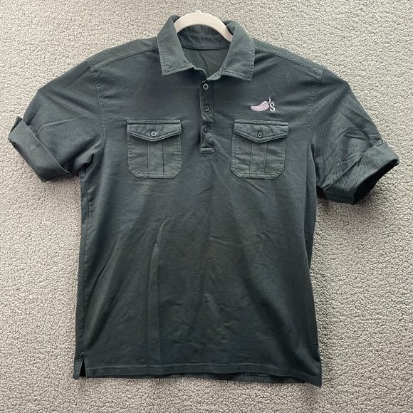 Chili's Adult Gray Employee Uniform Mens Short Sleeve Polo Server Shirt M - Picture 1 of 11